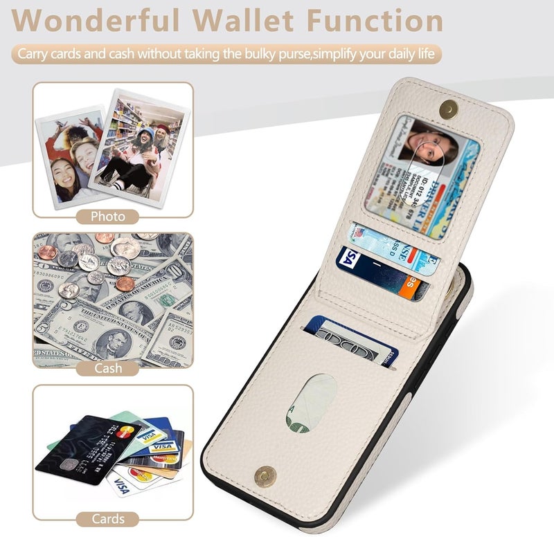 Keallce Case for iPhone 16e 6.1'', Detachable Crossbody Case Wallet with RFID Blocking Card Holder, 360ｰRing Stand, Folio Leather Phone Cover Shoulder Lanyard Strap Lady for iPhone 16e 2025, White - Image 3